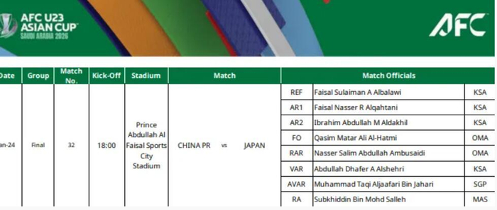 开云体育网址-亚足联官宣U23亚洲杯决赛中日对决由沙特裁判组执法|费萨尔|沙特阿拉伯|U23队|阿卜杜拉|阿尔_新浪体育_新浪新闻